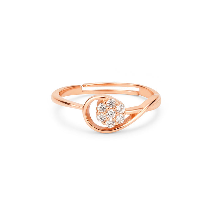 Blossom Orbit Rose Gold Plated 925 Silver Adjustable Women Ring