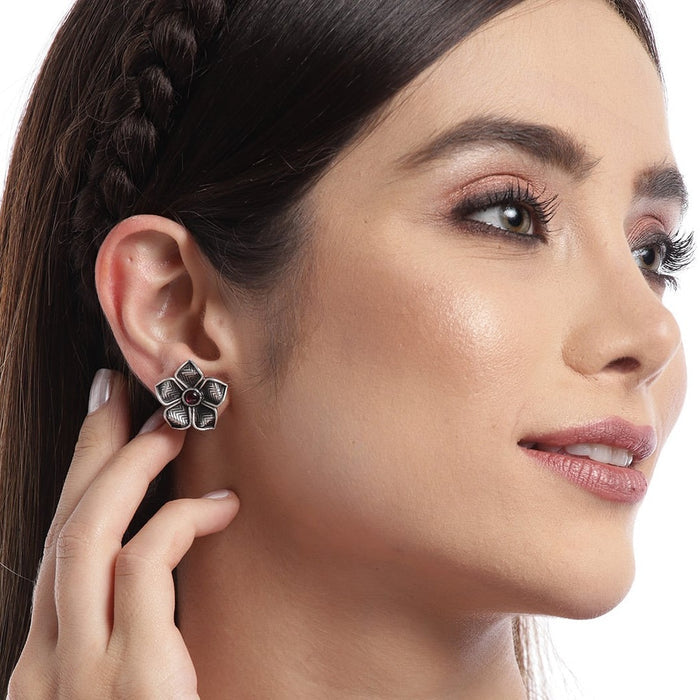 Blossom Oxidised 925 Sterling Silver Earrings