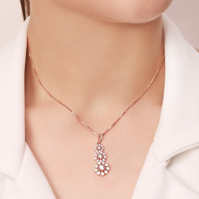 Blossom Rose Gold 925 Sterling Silver Pendant with Chain