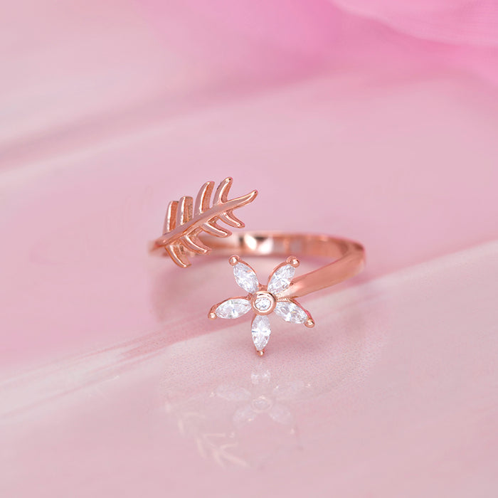 Blossom Rose Gold Plated 925 Sterling Silver Ring for Women (Adjustable)