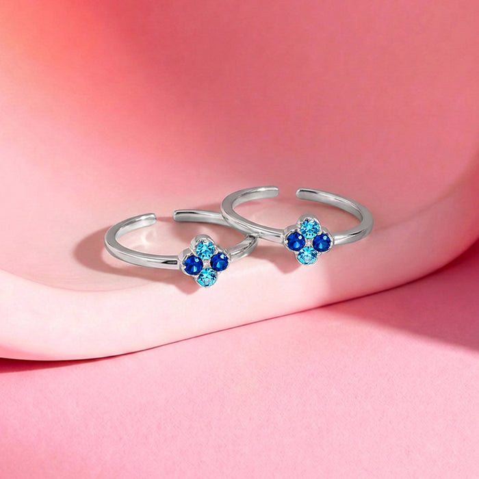 Blue Blossom 925 Sterling Silver Toe Rings