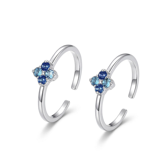 Blue Blossom 925 Sterling Silver Toe Rings