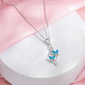 Blue Butterfly Rhodium Plated 925 Sterling Silver Pendant