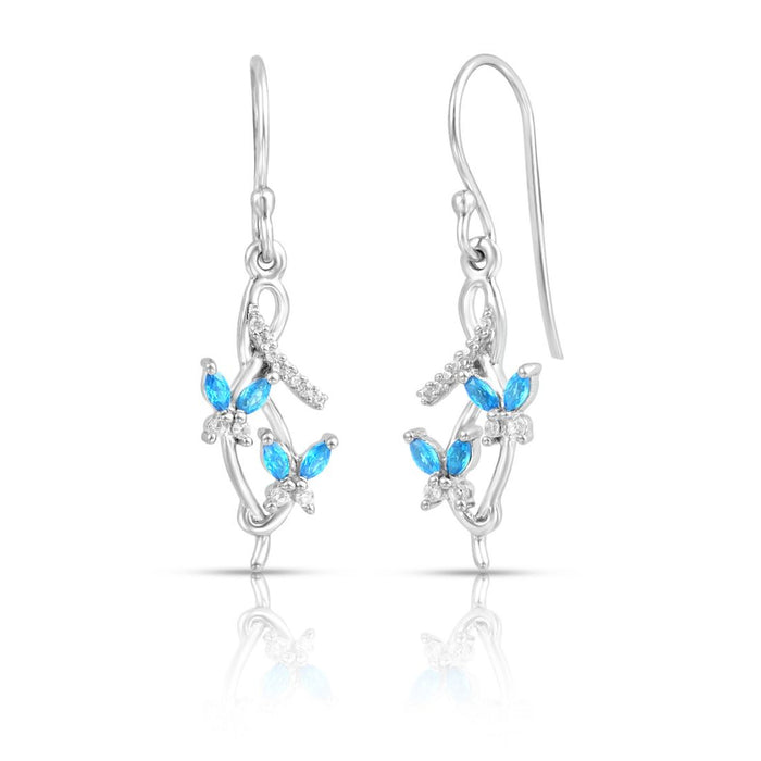 Blue Essence Rhodium Plated 925 Sterling Silver Earrings
