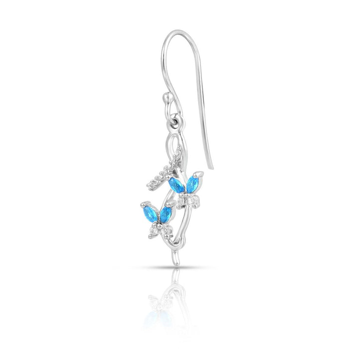 Blue Essence Rhodium Plated 925 Sterling Silver Earrings