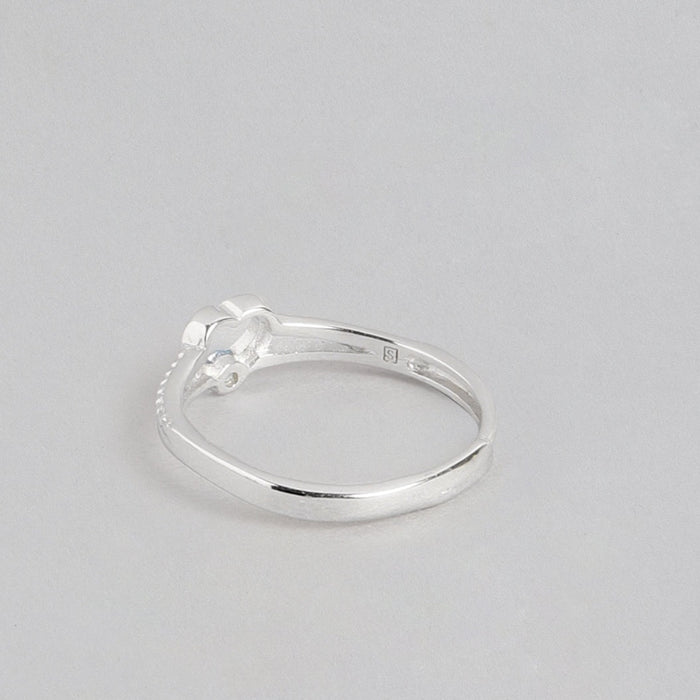 Blue Heart CZ 925 Sterling Silver Ring for Women (Adjustable)