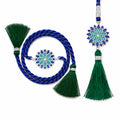 Blue Lotus Mandala 925 Silver Enamel Rakhi Combo