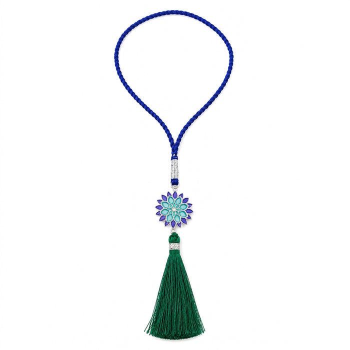 Blue Lotus Mandala 925 Silver Enamel Rakhi Combo