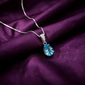 Blue Ocean Teardrop Rhodium Plated 925 Silver Pendant