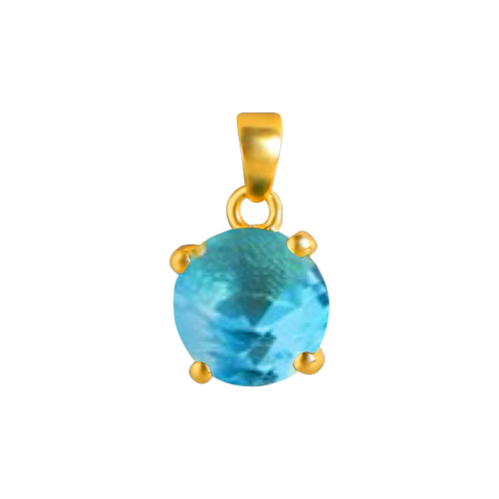 Blue Solitaire Gold Plated Box chain Pendant with Snake Chain