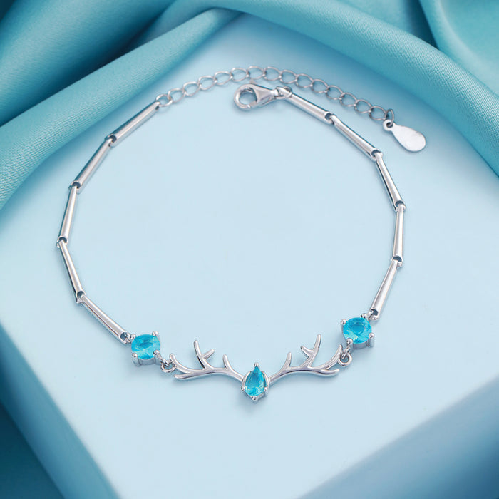 Blue Treasure Rhodium Plated 925 Sterling Silver Bracelet