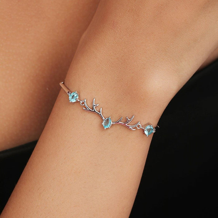 Blue Treasure Rhodium Plated 925 Sterling Silver Bracelet