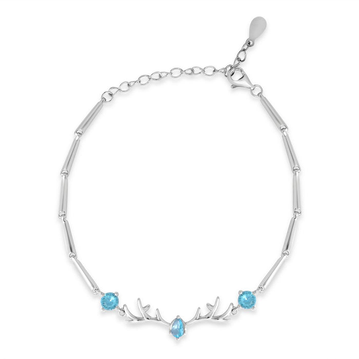 Blue Treasure Rhodium Plated 925 Sterling Silver Bracelet
