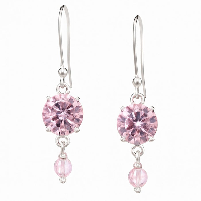 Blush Blossom Radiance Rhodium-Plated CZ 925 Sterling Silver Drop Earrings