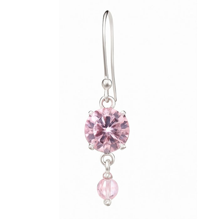 Blush Blossom Radiance Rhodium-Plated CZ 925 Sterling Silver Drop Earrings