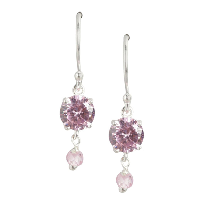 Blush Blossom Radiance Rhodium-Plated CZ 925 Sterling Silver Drop Earrings