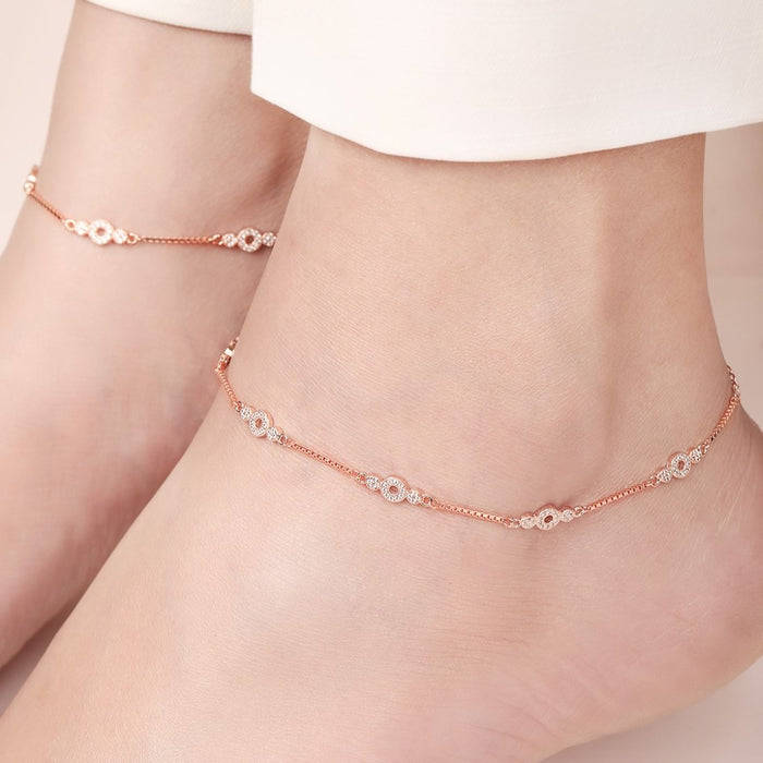 Blush Brilliance CZ Rose Gold-Plated 925 Sterling Silver Anklet