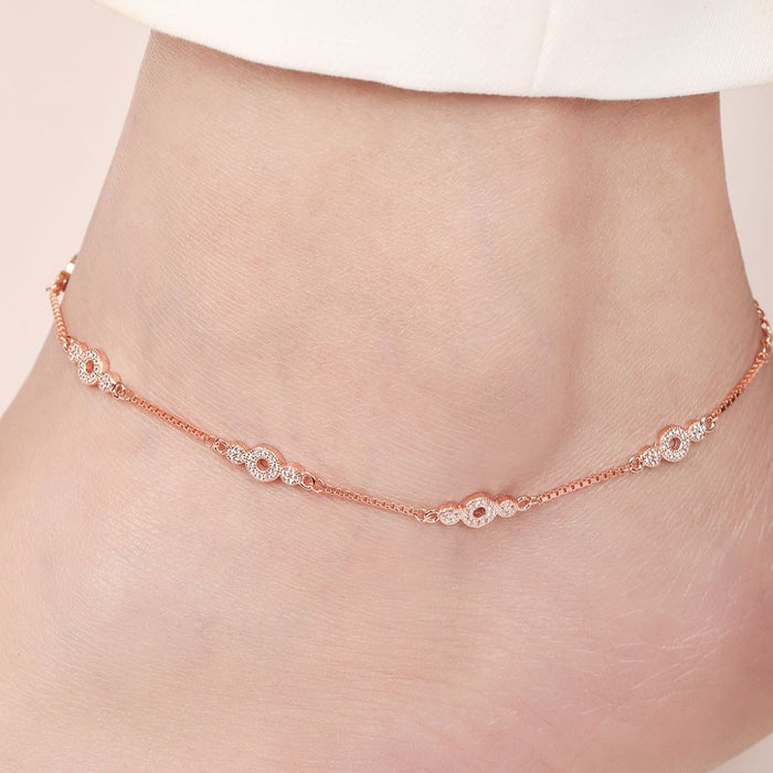 Blush Brilliance CZ Rose Gold-Plated 925 Sterling Silver Anklet