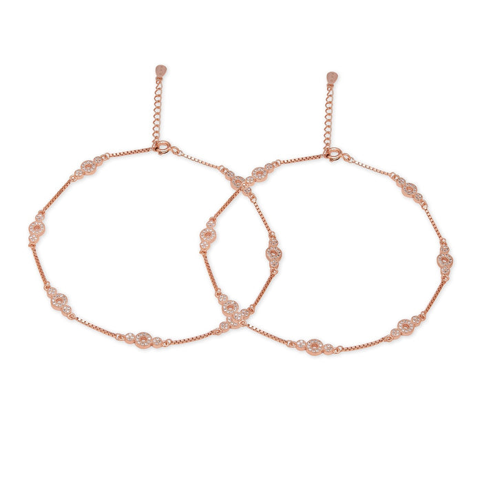 Blush Brilliance CZ Rose Gold-Plated 925 Sterling Silver Anklet