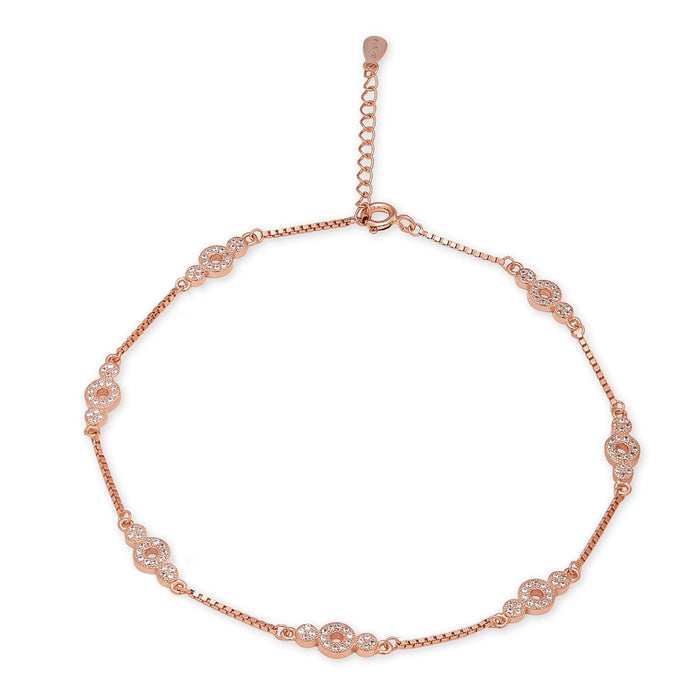Blush Brilliance CZ Rose Gold-Plated 925 Sterling Silver Anklet
