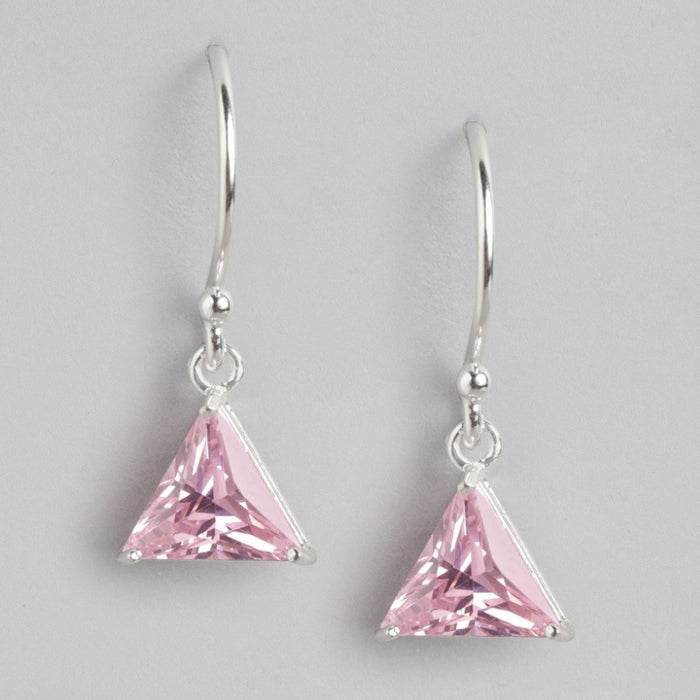 Blush Radiance Baby Pink CZ Triangle 925 Sterling Silver Earrings