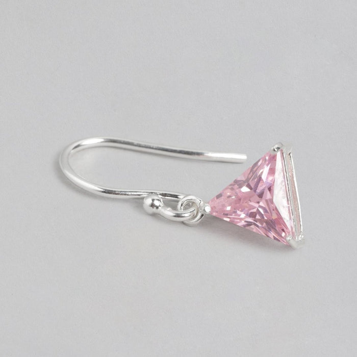 Blush Radiance Baby Pink CZ Triangle 925 Sterling Silver Earrings