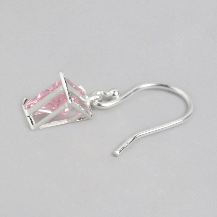 Blush Radiance Baby Pink CZ Triangle 925 Sterling Silver Earrings