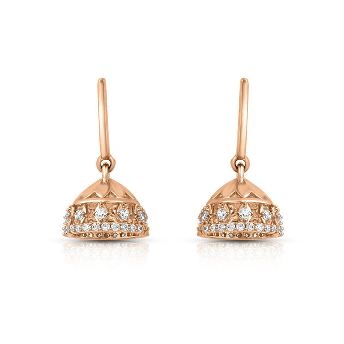 Rose gold plated 925 Sterling Silver jhumka drop earrings for women with sparkling stones. – Zavya