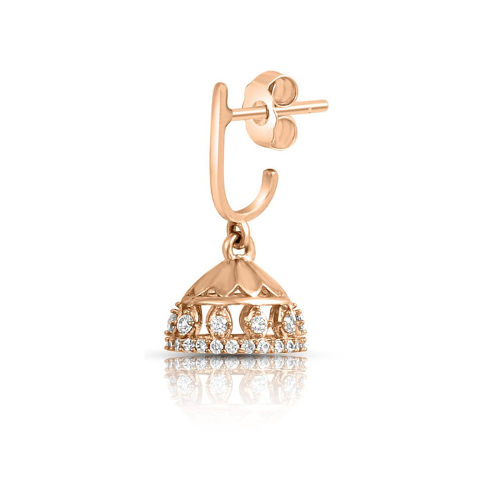 Rose gold plated 925 sterling silver earrings for women with a sparkling stone-studded jhumka drop – Zavya
