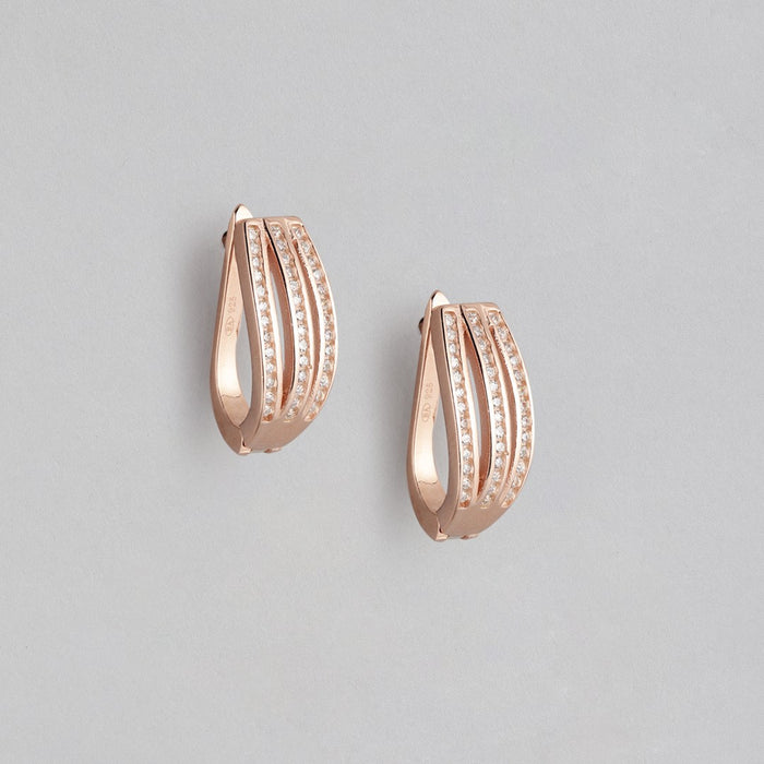 Blushing Beauty Rose Gold CZ-Adorned 925 Sterling Silver Hoops
