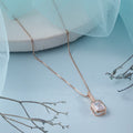 Blushing Beauty Rose Gold Plated CZ 925 Sterling Silver Pendant with Chain