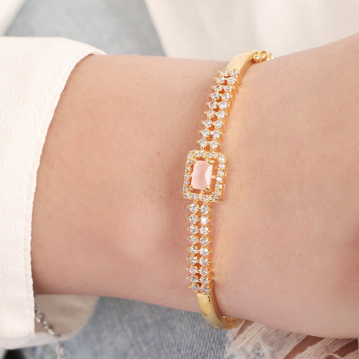 Blushing Elegance Gold Plated 925 Sterling Silver Bracelet