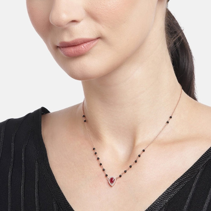 Blushing Vows CZ Rose Gold Plated 925 Silver Mangalsutra