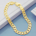 Bold 925 Sterling Silver Men's Linked Chain Bracelet Gold Plating