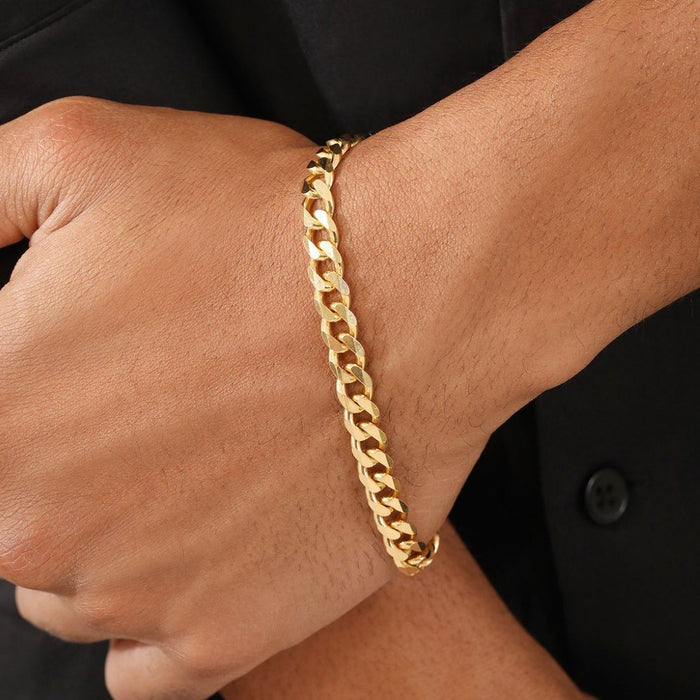 Bold 925 Sterling Silver Men's Linked Chain Bracelet Gold Plating
