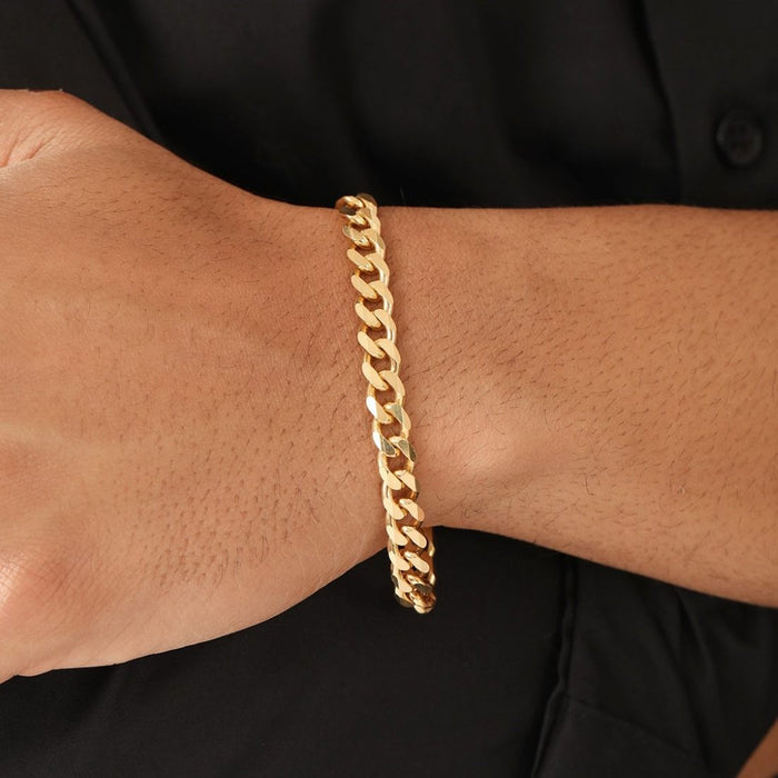Bold 925 Sterling Silver Men's Linked Chain Bracelet Gold Plating
