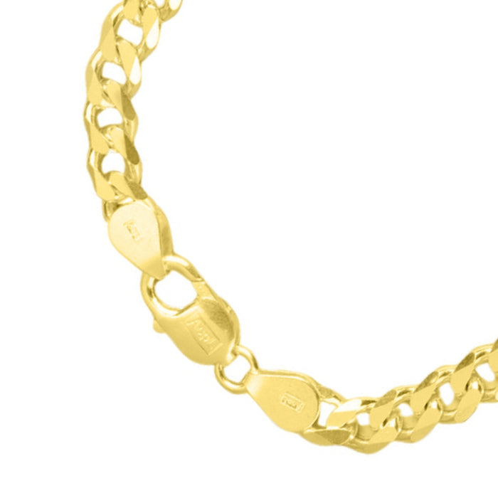 Bold 925 Sterling Silver Men's Linked Chain Bracelet Gold Plating