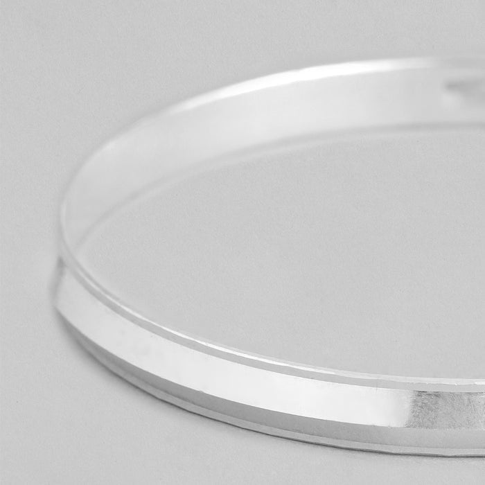 Bold and Striking Rhodium-Plated 925 Sterling Silver Men's Bangle
