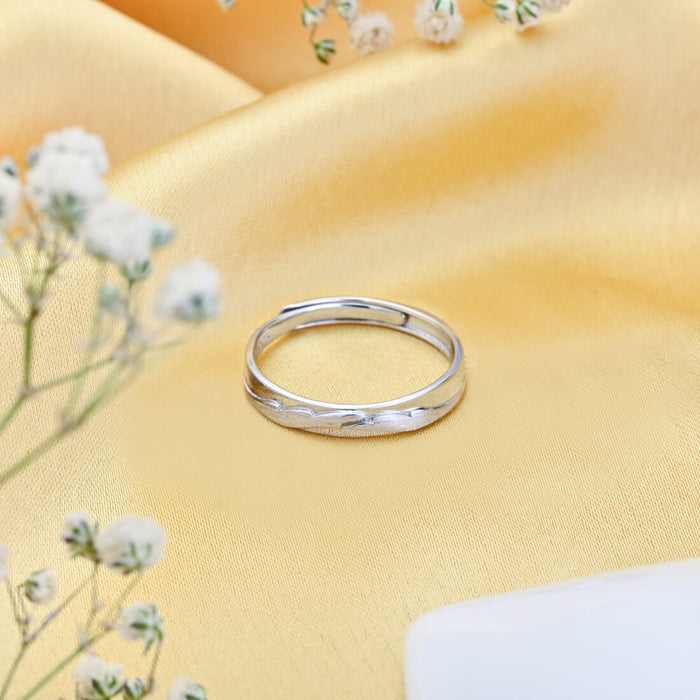 Bold and Timeless Rhodium-Plated 925 Sterling Silver Ring for Him (Adjustable)