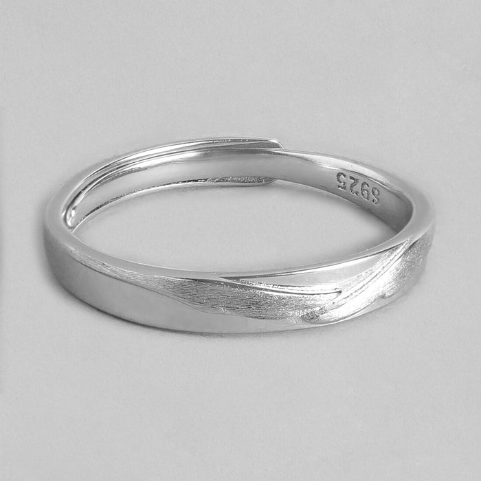 Bold and Timeless Rhodium-Plated 925 Sterling Silver Ring for Him (Adjustable)