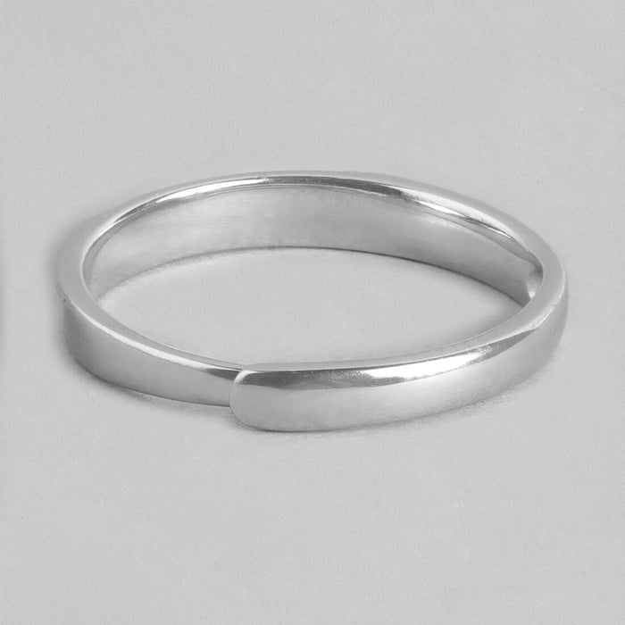 Bold and Timeless Rhodium-Plated 925 Sterling Silver Ring for Him (Adjustable)