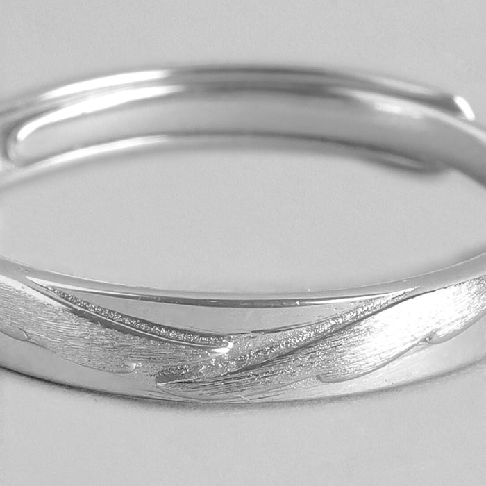 Bold and Timeless Rhodium-Plated 925 Sterling Silver Ring for Him (Adjustable)