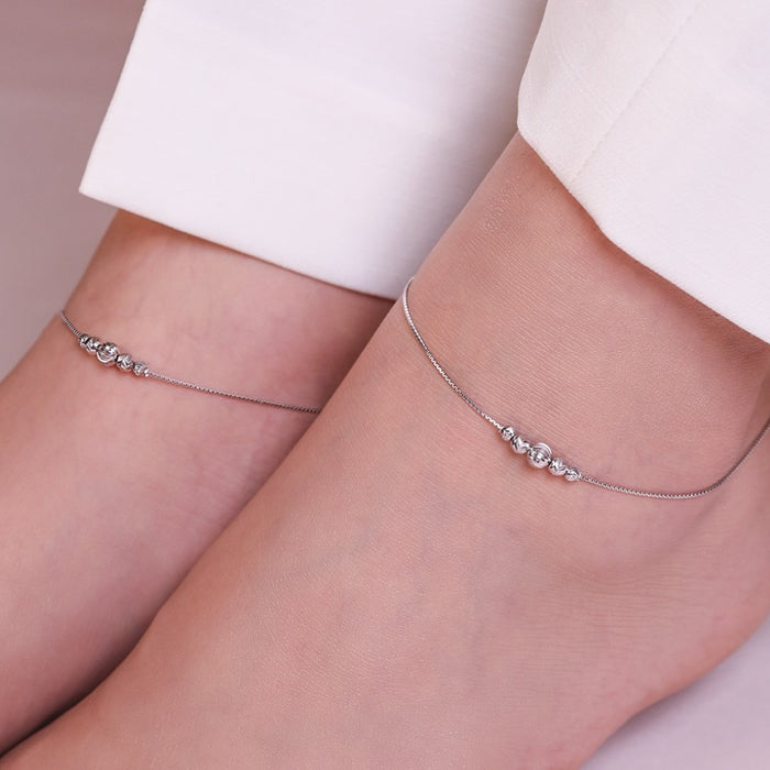 925 Sterling Silver Bold Bead 925 Silver Anklet for Women – Zavya