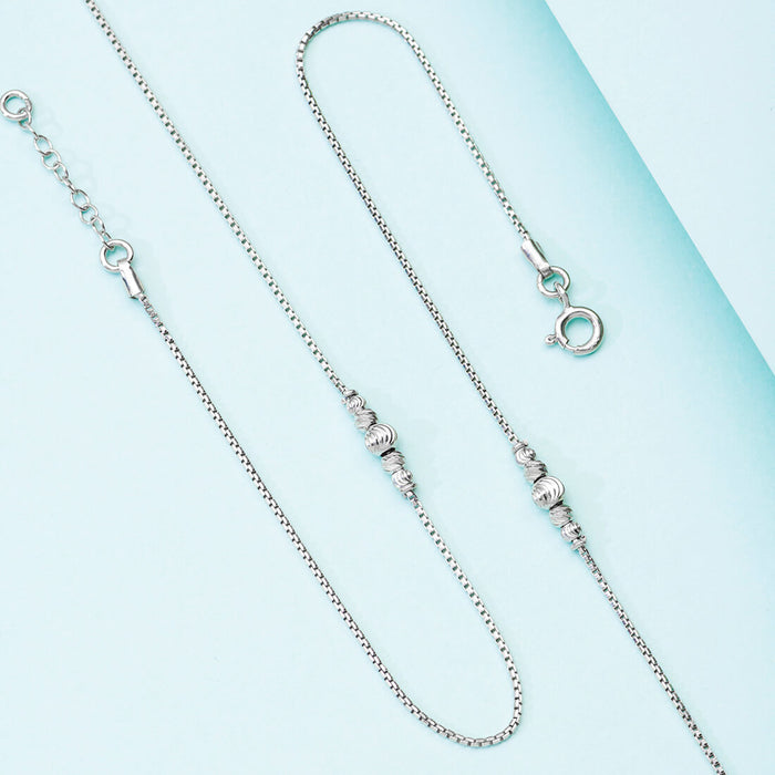 Women's 925 Sterling Silver anklet. Silver jewellery chain featuring bold textured beads and clasp – Zavya