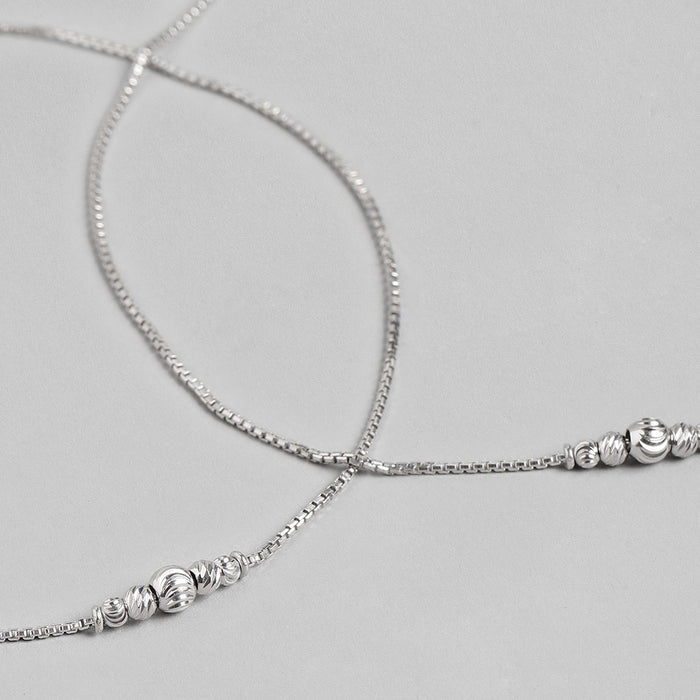 Bold bead 925 Sterling Silver anklet for women featuring a delicate silver chain with textured beads – Zavya