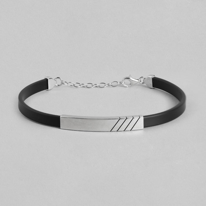 Bold Elegance 925 Sterling Silver Rhodium Plated Bracelet For Him