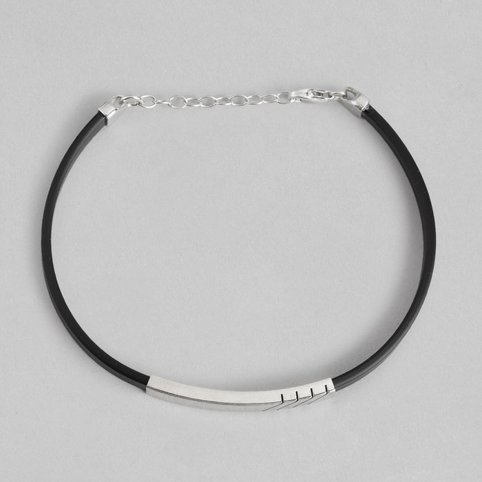 Bold Elegance 925 Sterling Silver Rhodium Plated Bracelet For Him