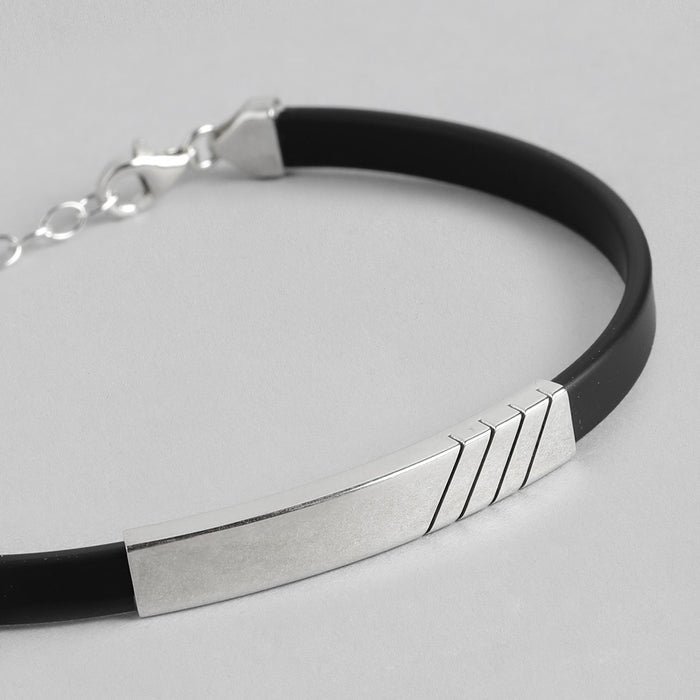 Bold Elegance 925 Sterling Silver Rhodium Plated Bracelet For Him