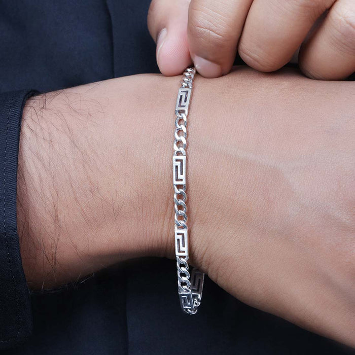 Bold Rhodium Plated 925 Sterling Silver Chain Men's Bracelet