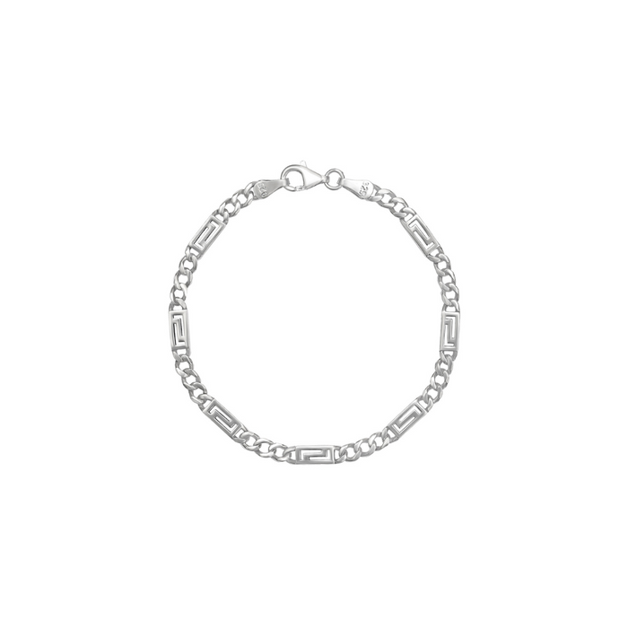 Bold Rhodium Plated 925 Sterling Silver Chain Men's Bracelet